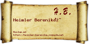 Heimler Bereniké névjegykártya